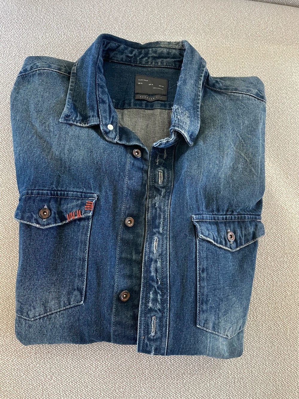Zara Faded Blue Denim Shirt Jacket